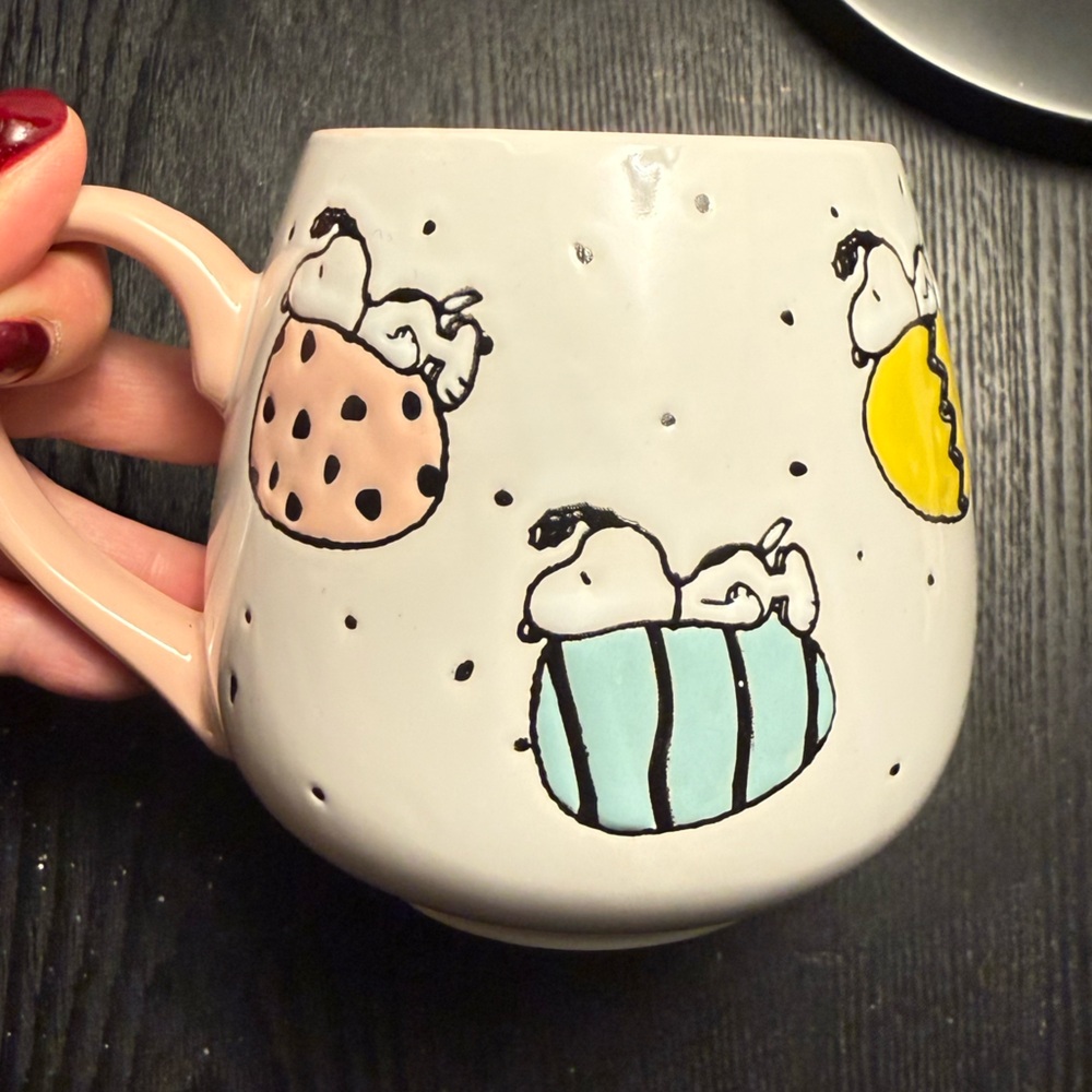 Snoopy Mug with Colorful Egg Design